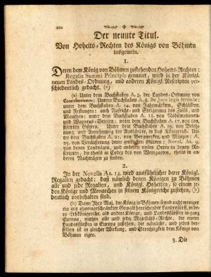 Der neunte Titul. Von Hoheits-Rechten des Königs von Böhmen insgemein