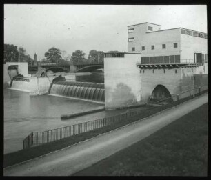 Cannstatt, Kraftwerk und Wehr vom Unterwasser