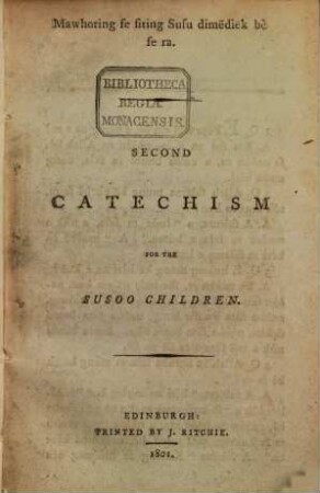 Second Catechism for the Susoo children