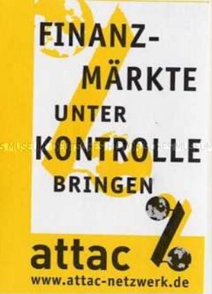 Aufkleber der Aktionsgruppe attac gegen die Globalisierung