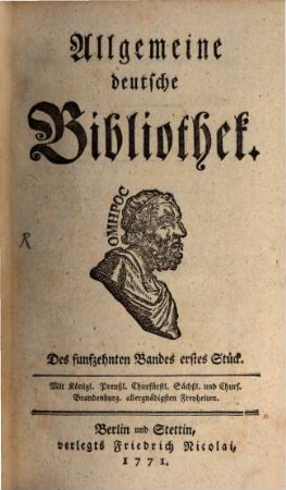 Allgemeine deutsche Bibliothek. 15, 15. 1771