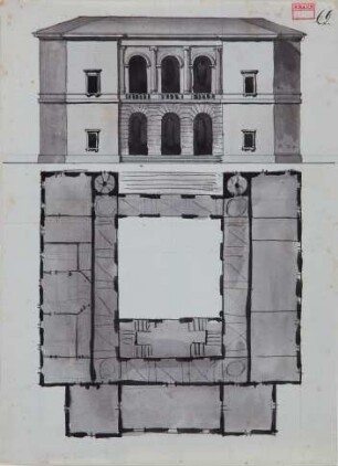 Entwurf einer Villa - Ansicht und Grundriss