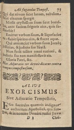 Alius Exorcismus Sive Adjuratio Tempestatis.