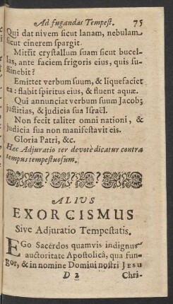 Alius Exorcismus Sive Adjuratio Tempestatis.