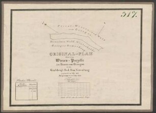Original-Plan über eine Wiesen-Parzelle im Banne von Gresgen von der Großhrzl. Bad. Dom. Verwaltung