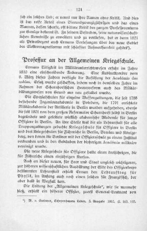 Professur an der Allgemeinen Kriegsschule