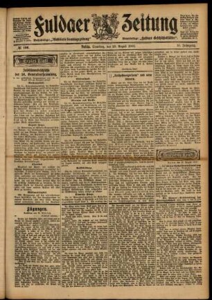 Erste Ausgabe vom Samstag, den 29. August 1903.