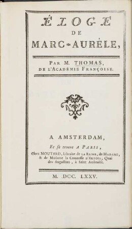 Éloge De Marc-Aurèle