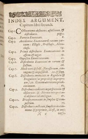 Index Argument. Capitum libri secundi.