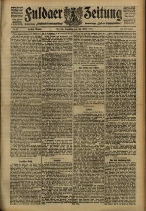 Erste Ausgabe vom Samstag, den 29. April 1911.