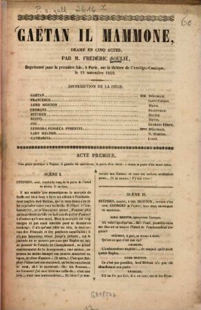 Gaëtan il mammone : drame en cinq actes