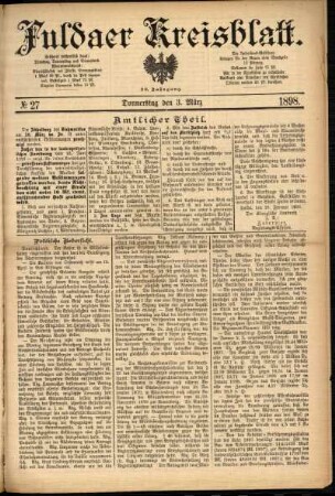 Ausgabe vom Donnerstag, den 03. März 1898.