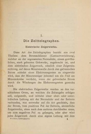 Die Zeittelegraphen und die elektrischen Uhren vom praktischen Standpunkte