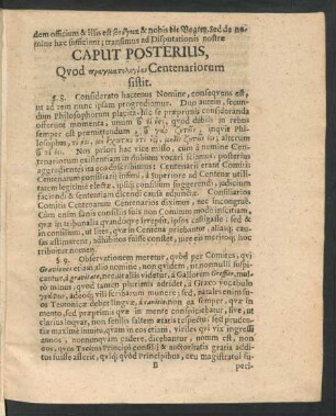 Caput Posterius, Quod ... Centenariorum sistit.