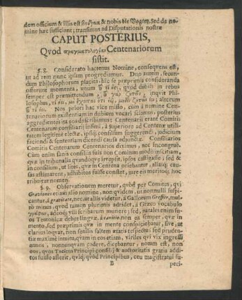 Caput Posterius, Quod ... Centenariorum sistit.