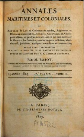 Annales maritimes et coloniales. Partie 2. [8], 2. 1823