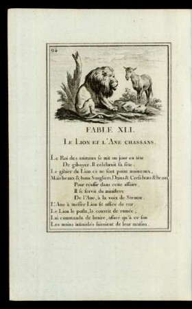 Fable XLI. Le Lion Et L'Ane Chassans.