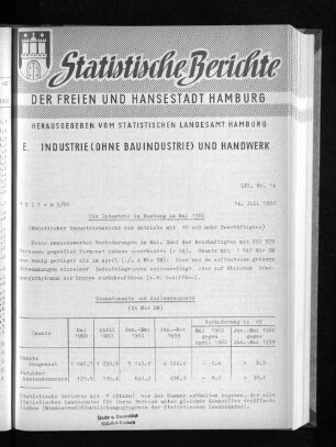 Die Industrie in Hamburg im Mai 1960 : Lfd. Nr. 14