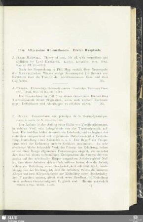 19a. Allgemeine Wärmetheorie. Erster Hauptsatz