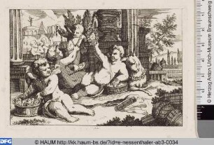 Putti und Kinder auf dem Boden liegend
