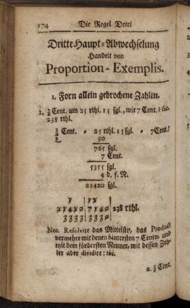 Dritte Haupt-Abwechselung handelt von Proportion-Exemplis.