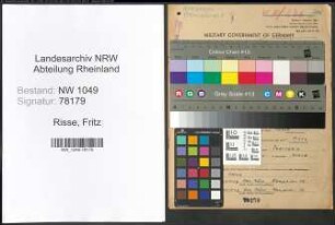 Entnazifizierung Fritz Risse , geb. 06.11.1892 (Schlosser)