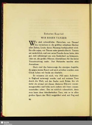 Zehntes Kapitel: Wir Bösen Tänzer