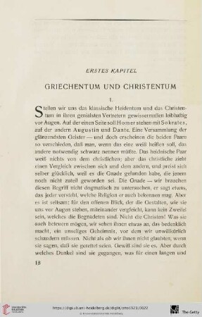 Erstes Kapitel: Griechentum und Christentum