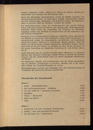 Übersicht über den Unterrichtsstoff
