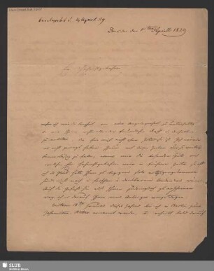 Eigenhändiger Brief - Mscr.Dresd.Aut.2940