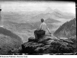 Böhmisches Mittelgebirge, Blick vom "Kahlen Berg". Tempera auf Leinwand. um 1930