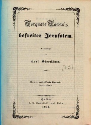 Torquato Tasso's befreites Jerusalem
