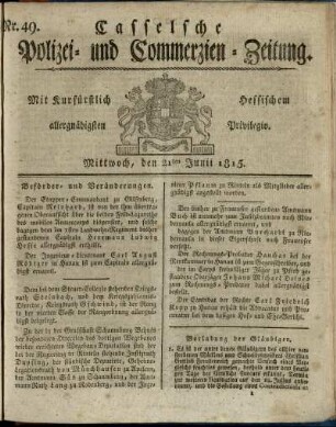 Nr. 49, Mittwoch, den 21ten Junii 1815