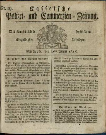 Nr. 49, Mittwoch, den 21ten Junii 1815