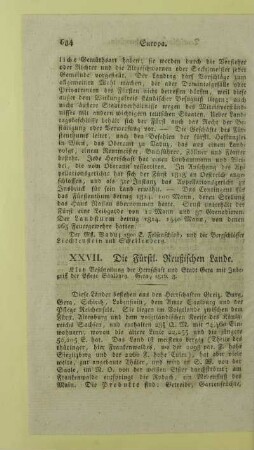 XXVII. Die Fuerstl. Reußischen Lande