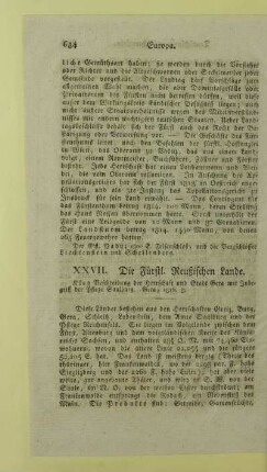 XXVII. Die Fuerstl. Reußischen Lande