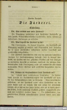 Zweiter Abschnitt. Die Färberei