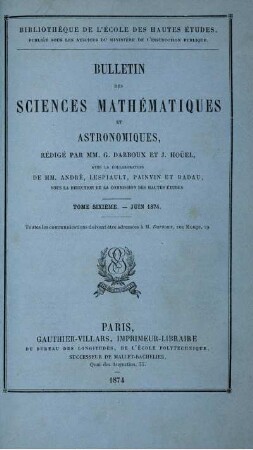 Tome Sixième. - Juin 1874.