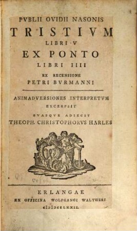 Pvblii Ovidii Nasonis Tristivm libri V