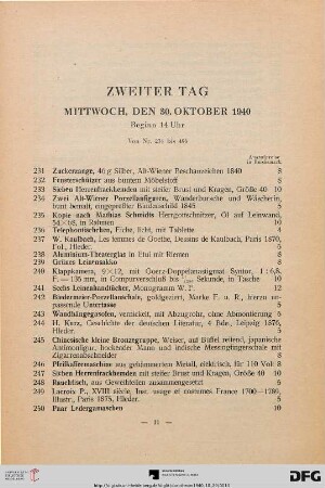 Zweiter Tag: Mittwoch, den 30. Oktober 1940 (Nr. 231-496)