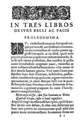In Tres Libros de Iure Belli ac Pacis Prolegomena.