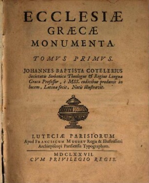 Ecclesiae Graecae Monumenta, 1