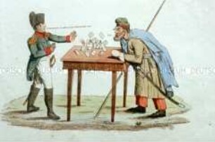 Das Kartenhaus - Karikatur auf Napoleons Russlandfeldzug