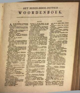 Nieuw Woordenboek Der Nederlandsche En Hoogduitsche Taal : Waarin De Woorden En Spreekwyzen Der Eerste Taale, Volgens Hunne Verscheide Betekenissen En Kragt, Door De Laatste Naauwkeurig Verklaard En Opgehelderd Worden