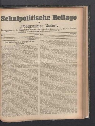 Lose Gedanken über Schulpolitik und Aehnliches