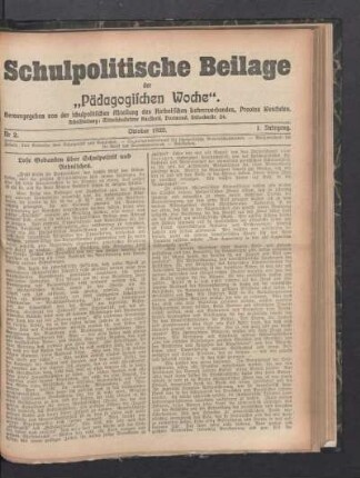 Lose Gedanken über Schulpolitik und Aehnliches