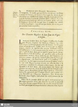 Chapitre XIII. De Chanoines Reguliers de saint Jean de Vignes à Soissons