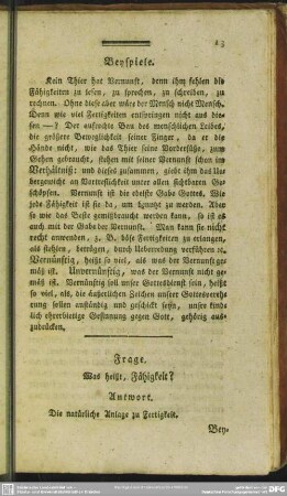 Frage. Was heißt, Fähigkeit?
