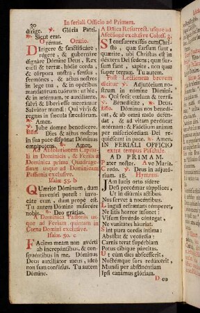 30-48, In feriali Officio ad Primam; Ad Tertiam; Ad Sextam; Ad Nonam