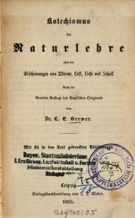Katechismus der Naturlehre oder die Erscheinungen von Wärme, Luft, Licht und Schall